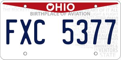 OH license plate FXC5377