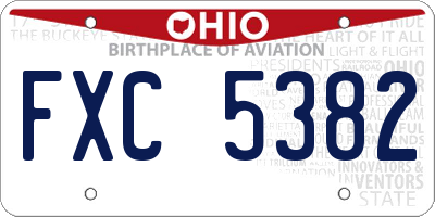 OH license plate FXC5382