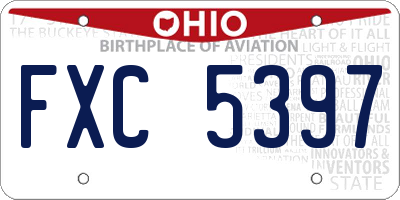 OH license plate FXC5397