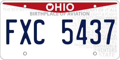 OH license plate FXC5437