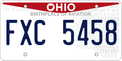 OH license plate FXC5458