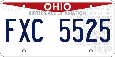 OH license plate FXC5525