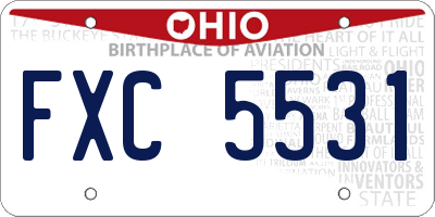 OH license plate FXC5531
