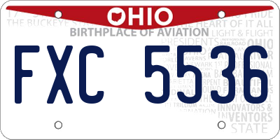 OH license plate FXC5536