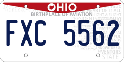 OH license plate FXC5562