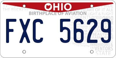 OH license plate FXC5629