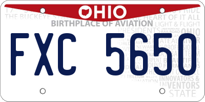 OH license plate FXC5650