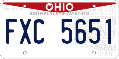 OH license plate FXC5651