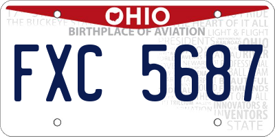OH license plate FXC5687
