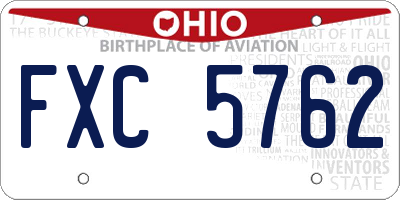 OH license plate FXC5762
