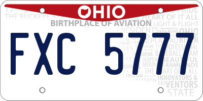OH license plate FXC5777