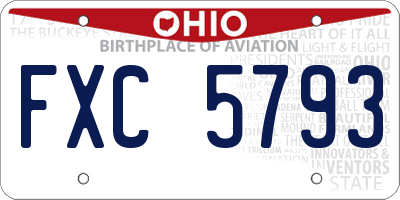OH license plate FXC5793