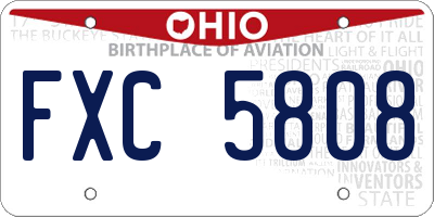 OH license plate FXC5808