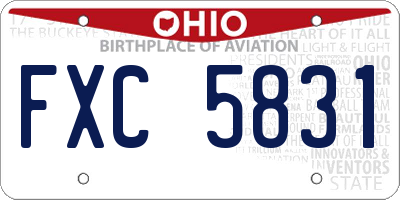 OH license plate FXC5831