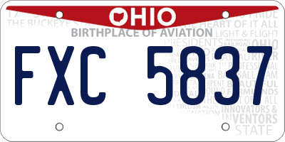 OH license plate FXC5837