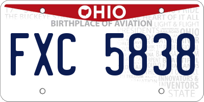 OH license plate FXC5838