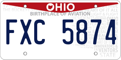 OH license plate FXC5874
