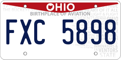 OH license plate FXC5898