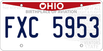 OH license plate FXC5953