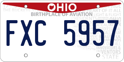OH license plate FXC5957