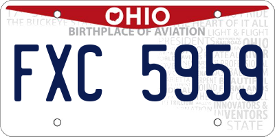 OH license plate FXC5959