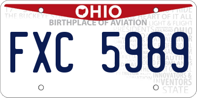 OH license plate FXC5989