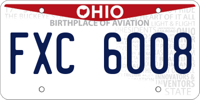 OH license plate FXC6008