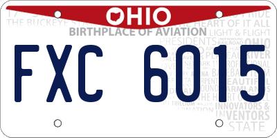 OH license plate FXC6015