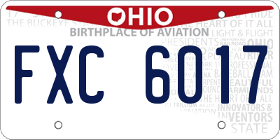 OH license plate FXC6017