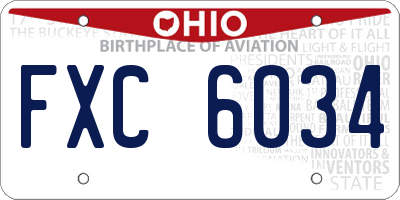 OH license plate FXC6034