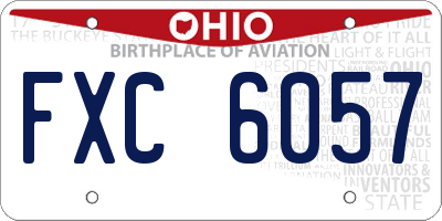 OH license plate FXC6057