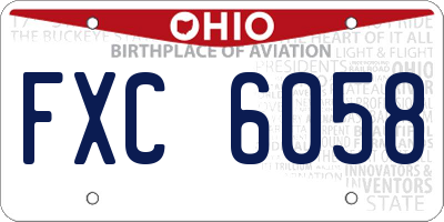 OH license plate FXC6058