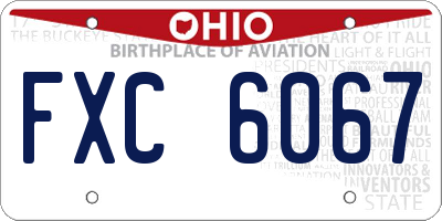 OH license plate FXC6067