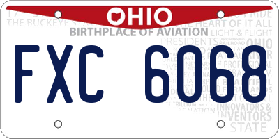 OH license plate FXC6068
