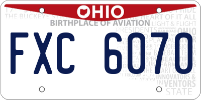 OH license plate FXC6070