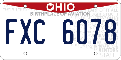 OH license plate FXC6078