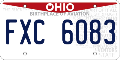 OH license plate FXC6083