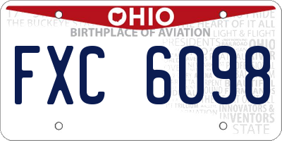 OH license plate FXC6098