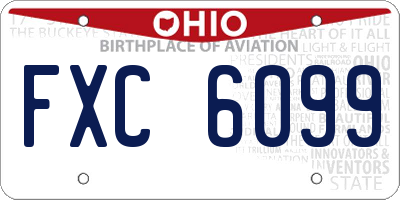 OH license plate FXC6099
