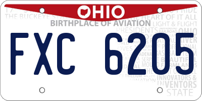 OH license plate FXC6205