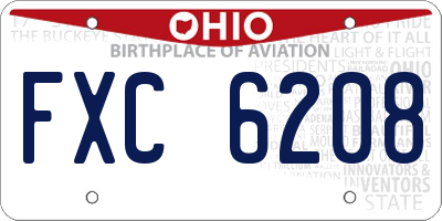 OH license plate FXC6208