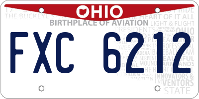 OH license plate FXC6212