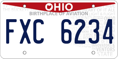 OH license plate FXC6234