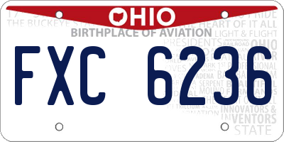 OH license plate FXC6236