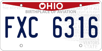 OH license plate FXC6316