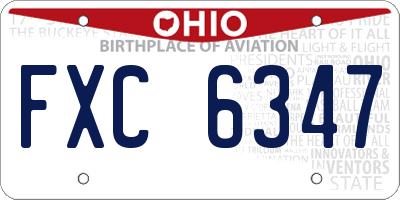 OH license plate FXC6347