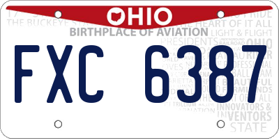 OH license plate FXC6387