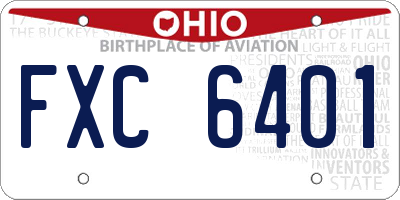 OH license plate FXC6401