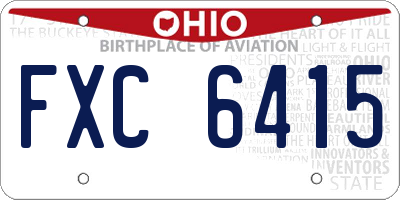 OH license plate FXC6415