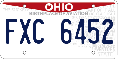 OH license plate FXC6452